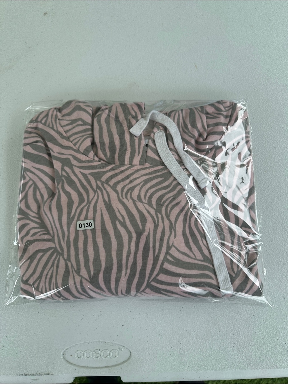 Zoe + Phoebe Pink Gray Zebra Print Cropped Hoodie Size Large